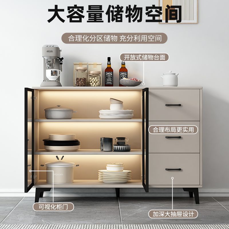 多层实木餐边柜厨房储物柜收纳餐具柜组合柜子客厅柜靠墙储物柜g^
