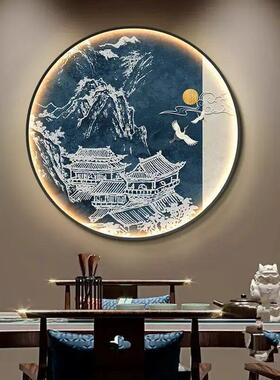 新中圆形入户玄S23805中关装饰画ED式发光L画中廊国风客厅走过道