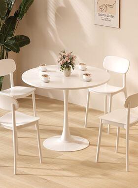 椅白色香北欧风圆桌ns小i圆形洽谈桌奶茶咖啡店桌组合郁金餐饭桌