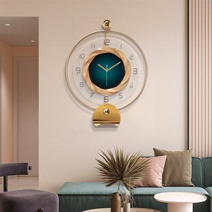 轻奢带灯挂钟北欧时尚现代简约家用表H客厅壁挂时钟灯挂墙创意钟