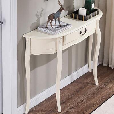 入户76161实玄关柜式轻奢半靠墙玄关台美圆欧式木玄关桌隔断过道