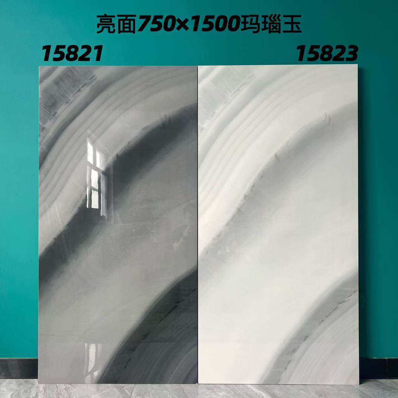 750x1500亮面奢石系列高档黑色大理石瓷砖酒店客厅轻奢墙砖地板砖