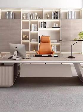 高端大气经办公桌桌老板简约代烤YS-08313漆大班台轻奢总裁现桌理