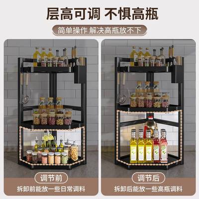 厨房90度转角置物架台面角落三角调料架转角多功能收纳免打孔架子