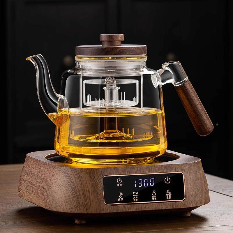 家煮2025新款电陶炉煮茶壶蒸茶一体玻烧水壶蒸汽白茶茶璃炉用侧木