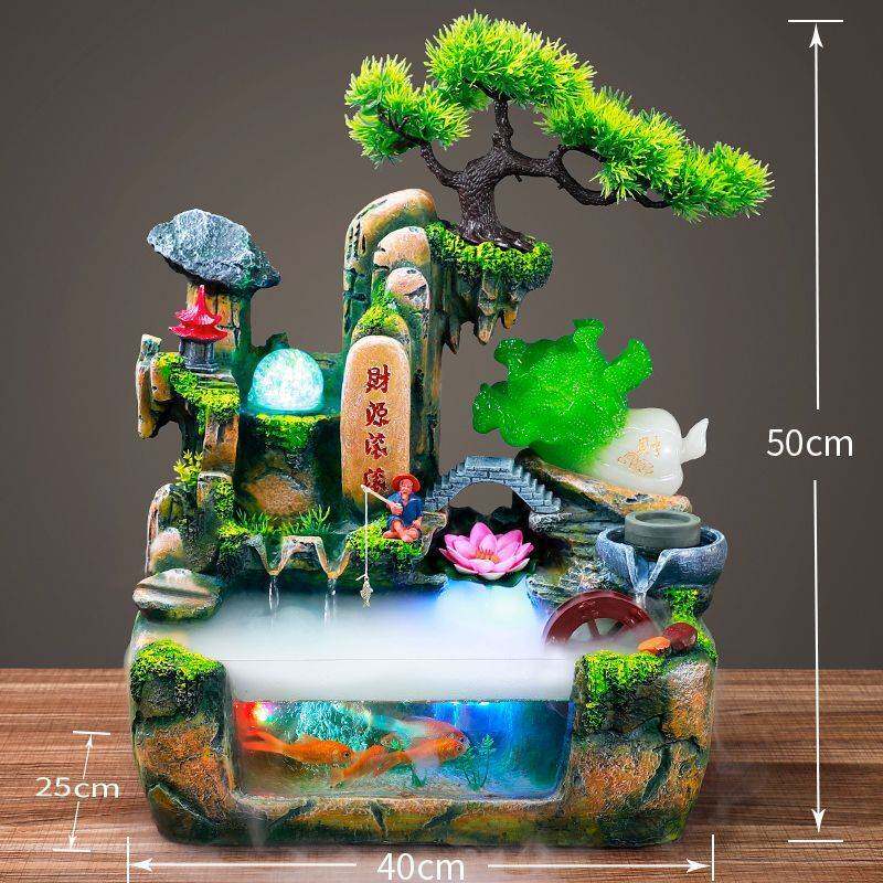 网红鱼缸造景小型客厅家用自循环流水生态迷你办公室桌面招财摆件