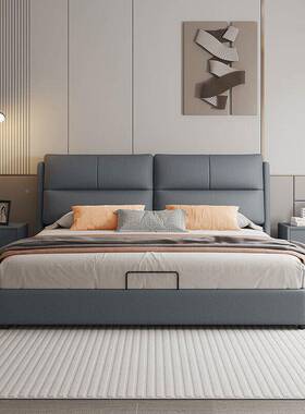 猫抓皮代现简约法式主卧1婚床小.8m轻ODN奢双人床新款储物户型软