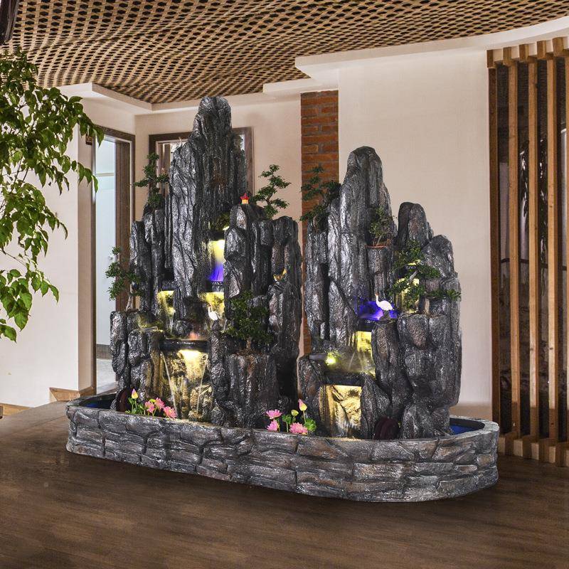 大型假山园389流水庭喷泉店户外花院鱼池酒别墅大厅风水景观摆件