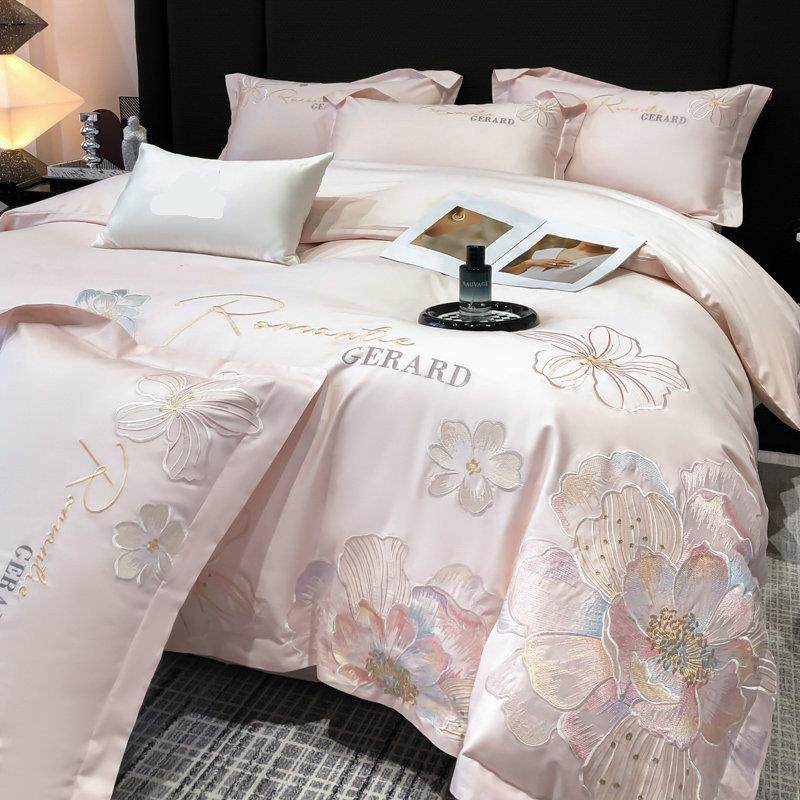 2025新款长绒crm501棉刺绣四件套用纯棉小新被套床单田园全棉床风