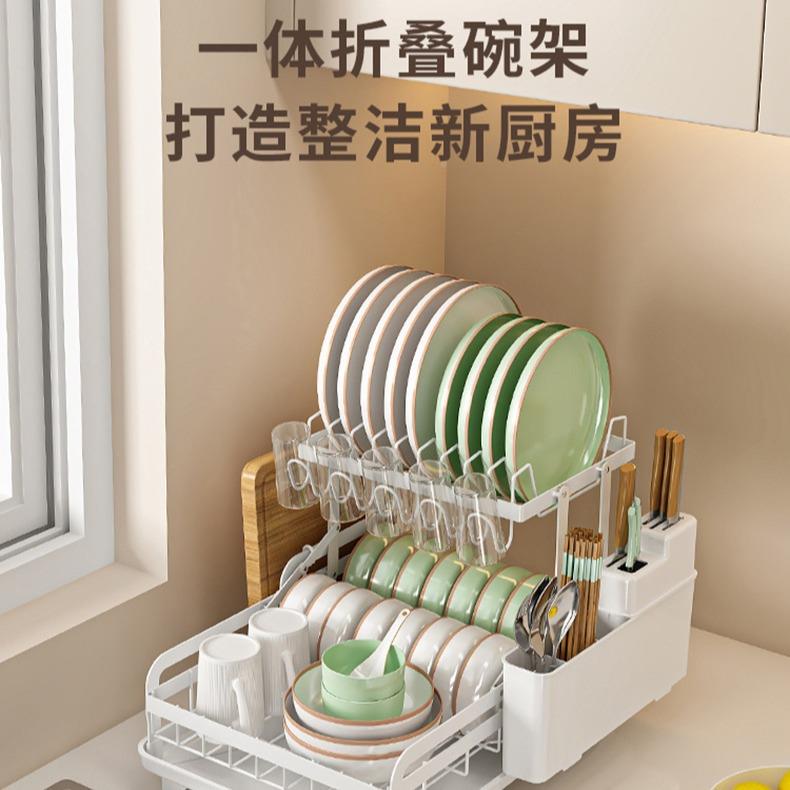 双层碗碟8023-一架 厨房免安碗装筷架碗盘具折餐叠纳碗架置收物架