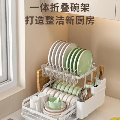 双层碗碟8023-一架 厨房免安碗装筷架碗盘具折餐叠纳碗架置收物架
