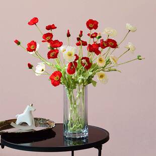 仿真花春色假花虞美人花束客厅插花餐桌花艺家居摆设装饰花