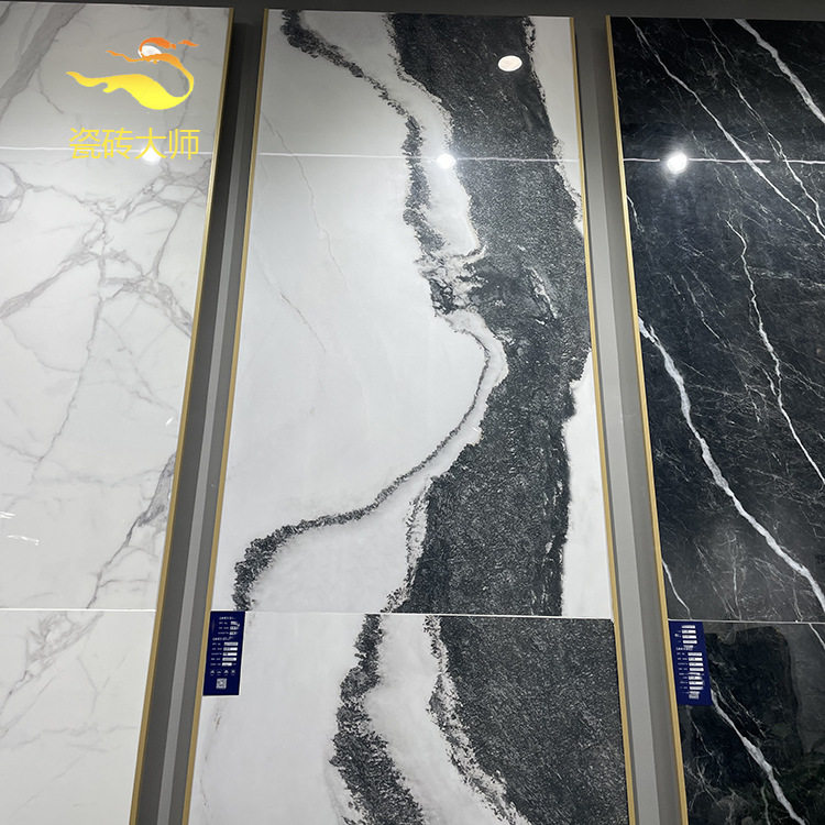 别墅大板瓷砖通体大理石客厅墙砖900x1800熊猫白厨卫白色防滑地砖