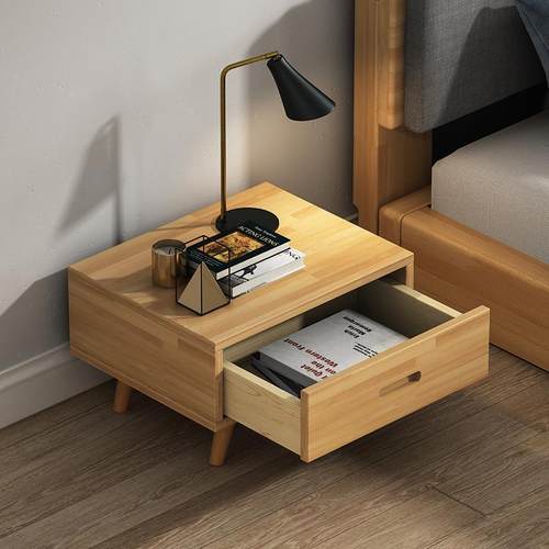 W7简约屉实木迷你头柜床床边小储物经型抽简易收纳bc柜矮济柜原木