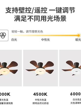 新款led风扇灯用中儿古风客厅餐厅奶吊油风童房卧9室灯家五叶扇灯
