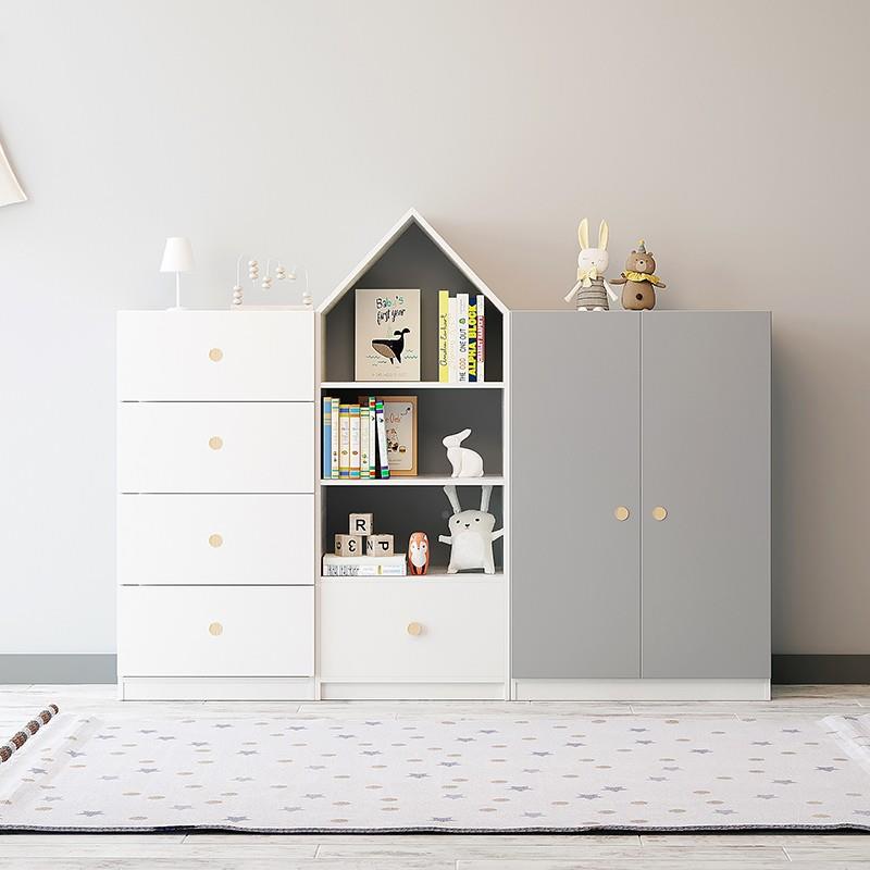 柜9GKNW实木儿童衣柜家用卧小衣男孩女组合书架收孩纳室柜储物