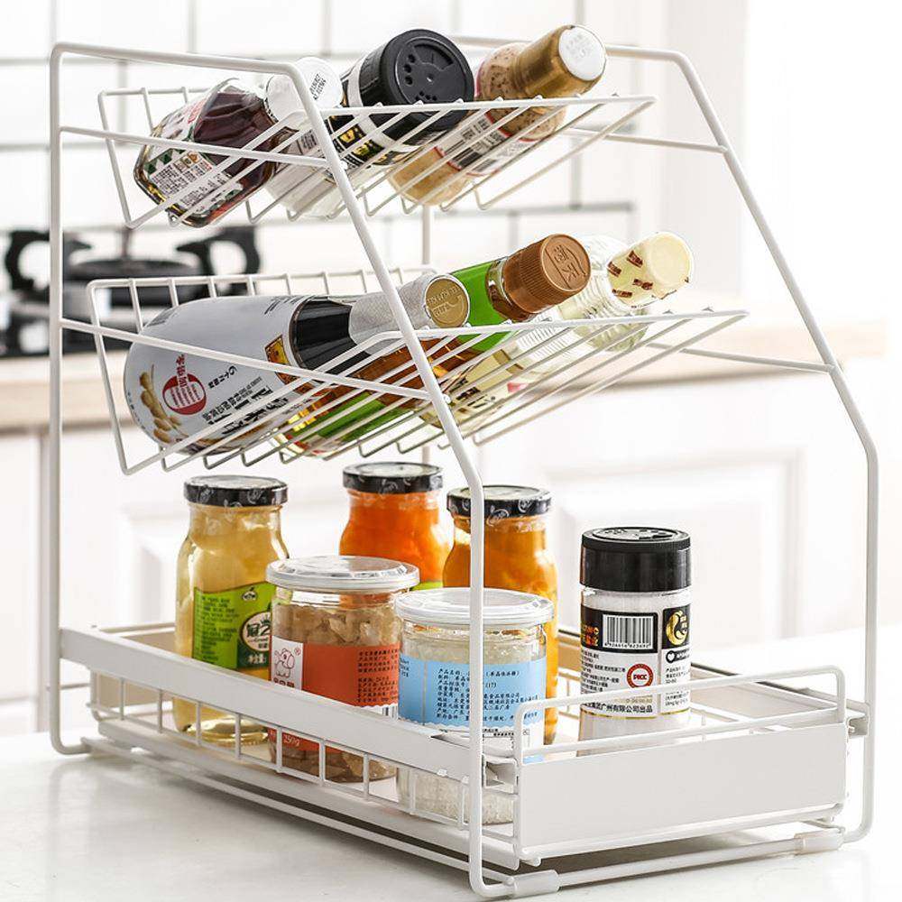 房下水槽置物架落地式艺0556铁分调隔料清厨洁洗调剂多层整理储物