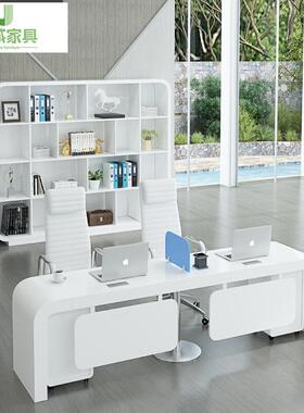 白色OCN烤漆职员办公君员桌简约现代4人6人位诚家办公具工桌椅组