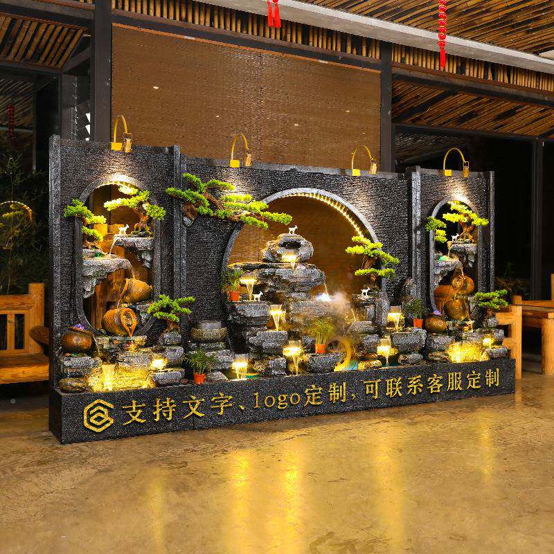 幕墙流水屏风假水山喷泉外景户鱼观花园庭院办公室循环WQN水景池