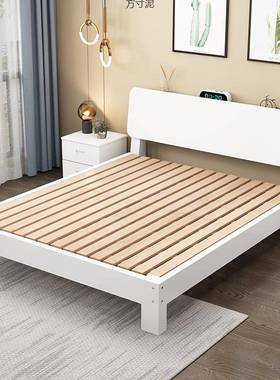 榉木榉木实木床榻ZDV榻日式简约1158架床板正头靠背实mm架板床头