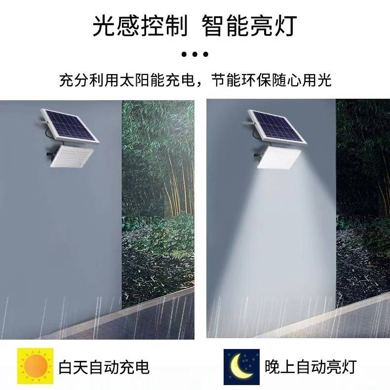 厂家直供户外LED防水太阳能投光灯农村庭院摆摊照明泛光灯超亮