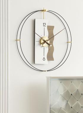 WOZOOM免打钟孔现代轻钟奢挂客厅装饰带表画XRN挂墙艺术创意时钟