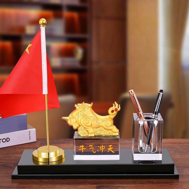 高档老板办公室办公桌笔筒创意笔筒收纳盒个性简约多功能复古水晶