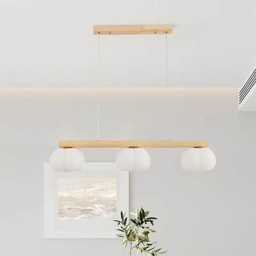 奶油餐厅吊灯日式原复古40020木现代简风约吧诧寂风长条饭厅餐桌