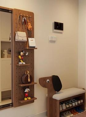 口洞洞板穿衣镜一体隐形推拉身可NXZ关闭全身子隐藏入户门镜玄关