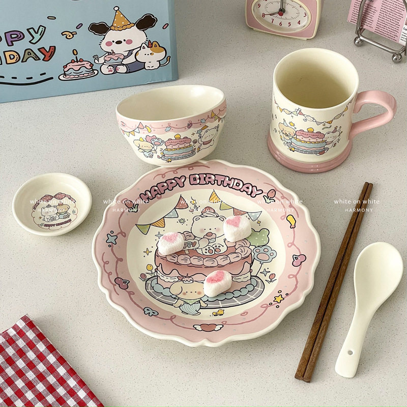 特别好看的餐具套装一人用2025新款高颜值陶瓷甜品盘家用碗盘套装