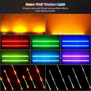 6颗长条LED复古灯全彩点控矩阵灯RGB带辅光氛围灯直播间背景灯光