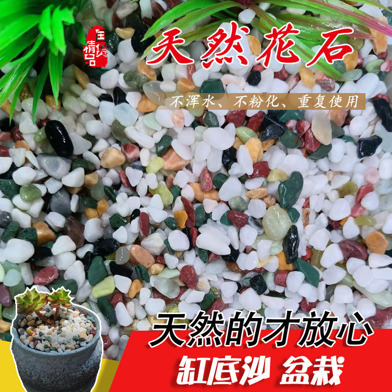 天然五彩石雨花石五花石铺底砂多肉铺面石鹅卵石造景鱼缸彩色石子