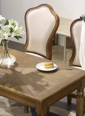 式法旧餐桌复古做秋林语美式实木餐桌椅家木NHJ用小户型长方形小