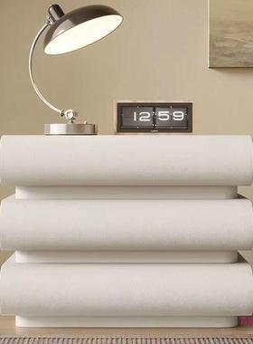 2025新JYZ款油网木红奶风白色床头柜皮质意式边极简卧室实床收纳