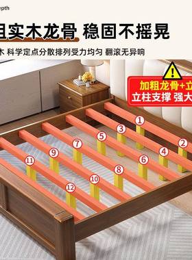 木软靠中式胡桃木实木床VBB实单人床经全济新型家用双人床主卧储