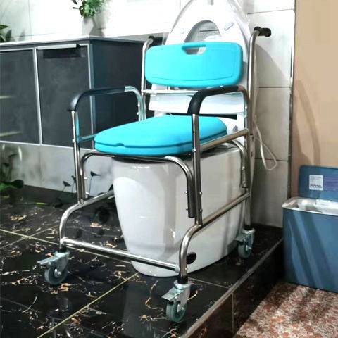 老人坐便椅可洗澡移动带轮洗澡椅加固如厕椅子家用蹲便坐便器