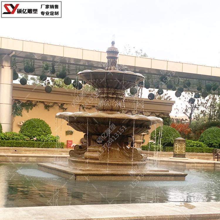 玻璃钢石雕动物喷泉花盆雕塑户外园林小区景观装饰摆件