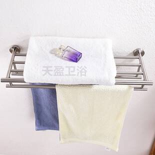厂家直销浴室置物架304不锈钢拉丝毛巾架 双层浴巾架毛巾杆置物架