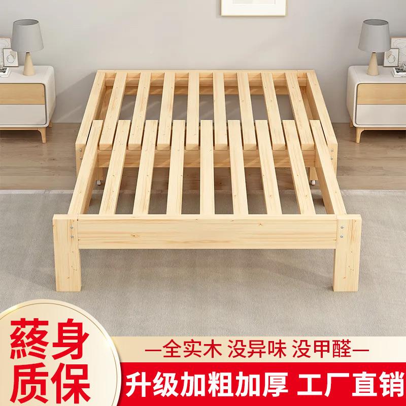 折叠实缩木简沙KDY发榻榻米单人多功能两约用伸床休午小户型收缩