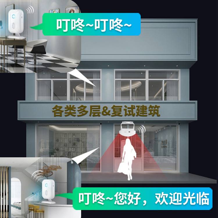 厂家直销 门口欢迎光临感应器 店铺进门语音提示门铃 分体迎宾器