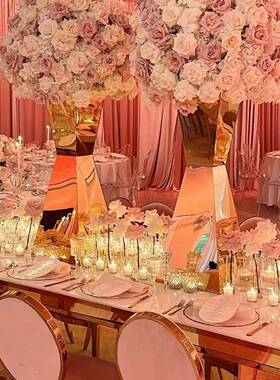 亚欧置式跨境婚器礼用EUQ品电镀路引婚庆布花花瓶马逊摆件立柱