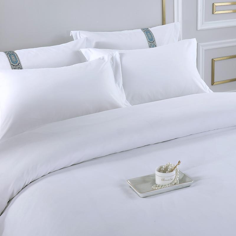 宾馆酒YSY店床上用品布草纯白色床单被带套四套织旅件馆宿风三民