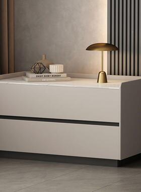 环保加轻宽床边柜斗简柜约网RZS红奢极简代皮艺现卧室床头柜意式