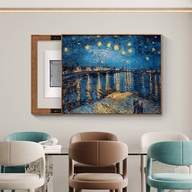 世界名画梵高风景油画印象派风格电表箱装饰画电匣开关遮挡挂画