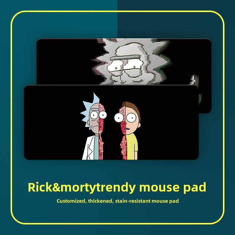 黑色鼠标垫超大号瑞克和莫蒂简约加厚办公电脑键盘垫护腕桌垫定制