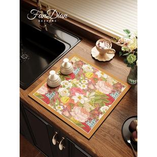 美式正方形厨房台面沥水垫硅藻泥吸水垫水槽吧台餐垫水池碗筷杯垫