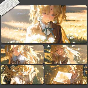 阳光美少女超大号鼠标垫动漫二次元电竞游戏办公电脑键盘垫桌面垫