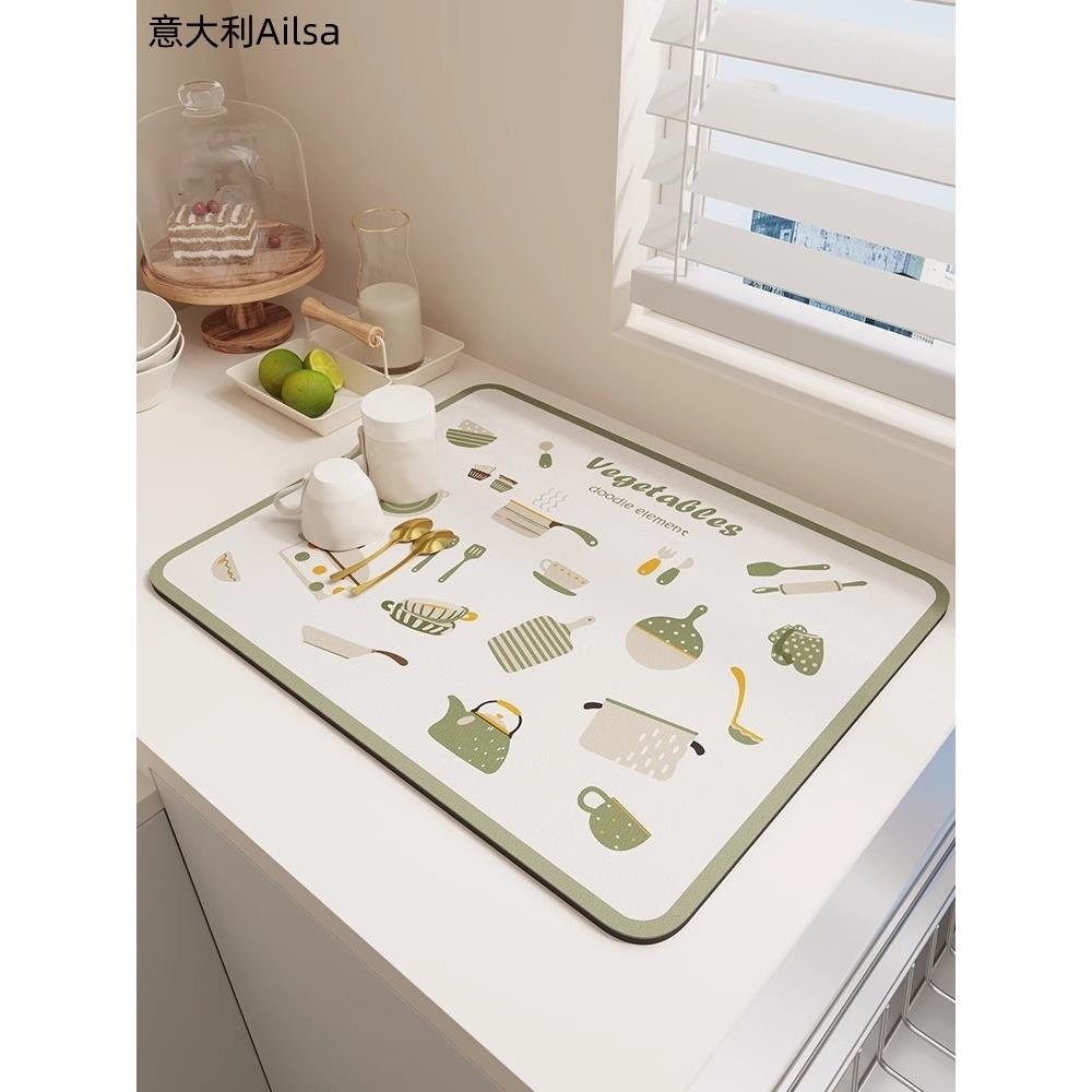 意大利硅藻泥沥水垫餐具碗盘餐垫厨具隔热垫子桌面茶杯台面吸水垫