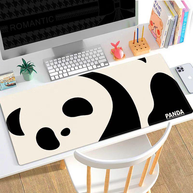 可爱熊猫鼠标垫女生超大号办公桌垫笔记本电脑键盘垫卡通防滑软垫