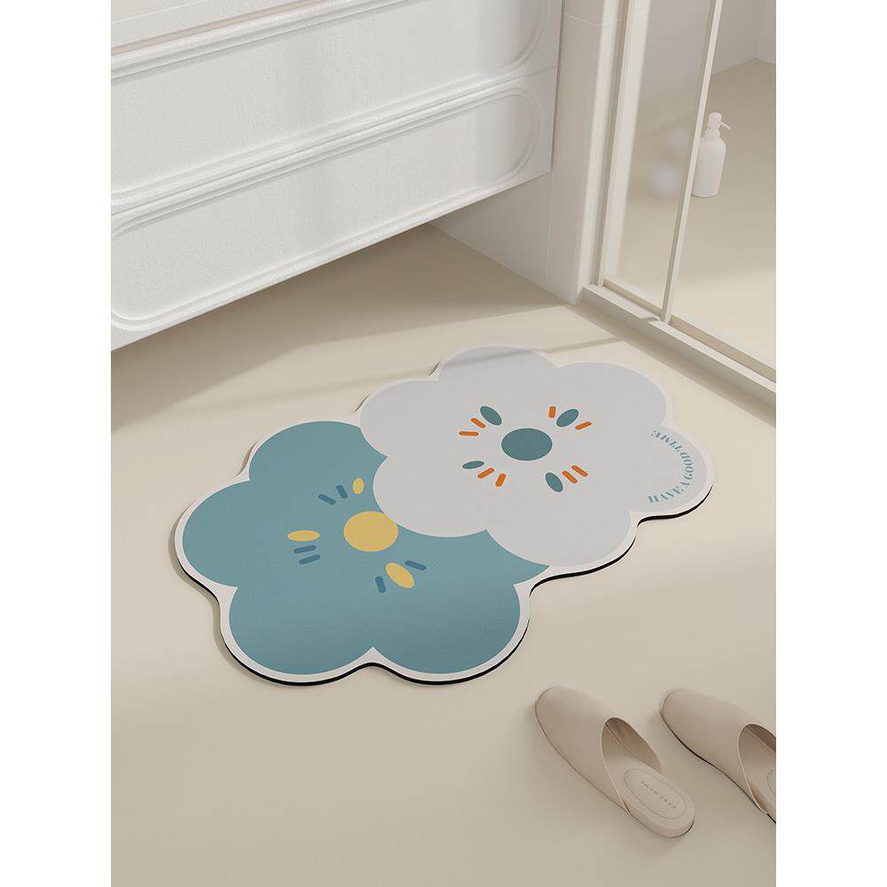 花朵浴室地垫小清新卫生间硅藻泥吸水地毯厕所耐脏免洗防滑脚垫子